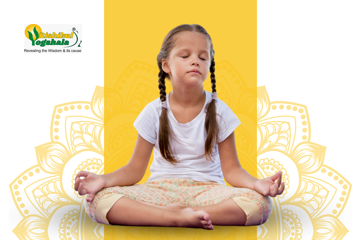 Girl in yoga pose with kids Royalty Free Vector Image