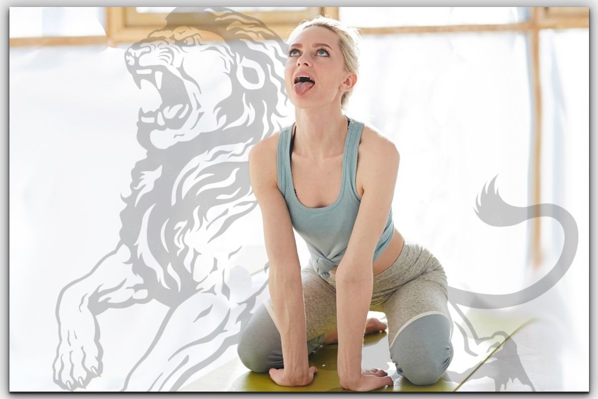 Yoga Lion Pose Cartoon Vector Illustration Monochrome Stock Vector | Adobe  Stock