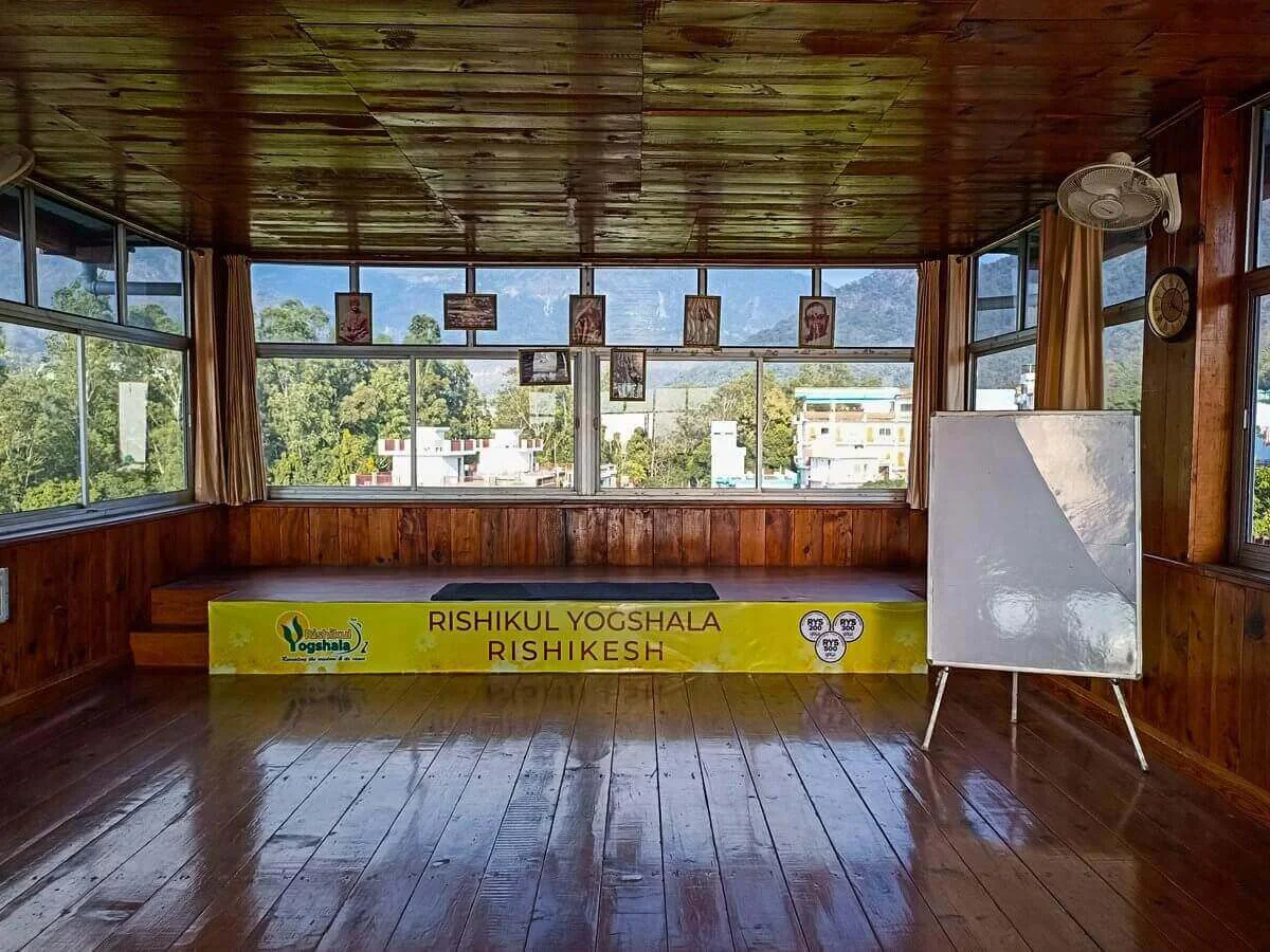 Yoga Hall of Rishikul Yogshala Rishikesh