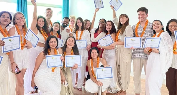 Students after certification of 200 Hour Yoga Teacher Training in Rishikesh