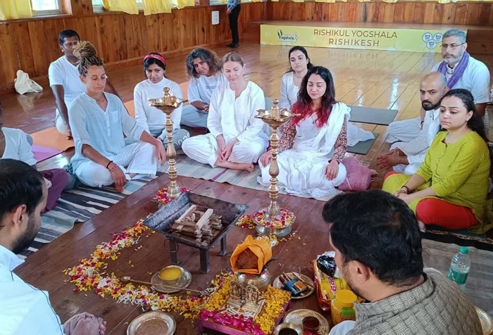 Opening ceremony of the 500 Hour Yoga Teacher Training at Rishikul Yogshala