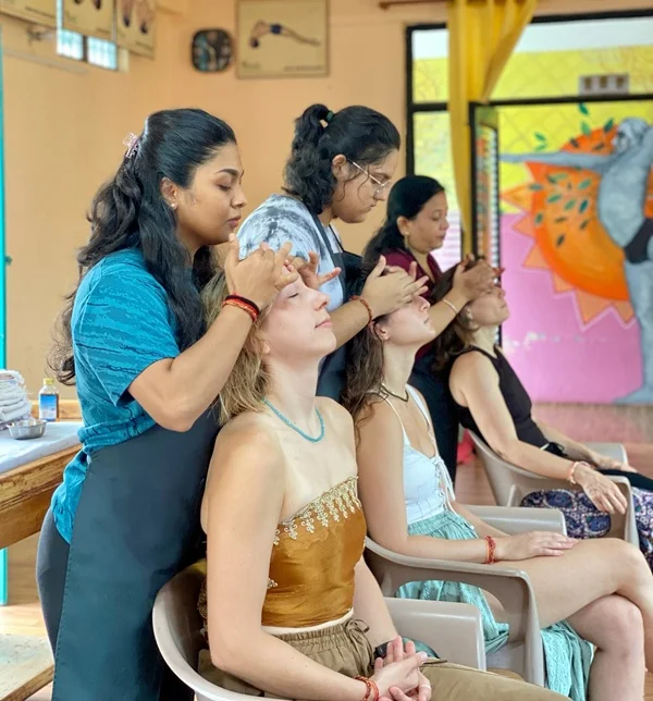 Students Practicing Ayurveda massage during 200 Hour YTTC