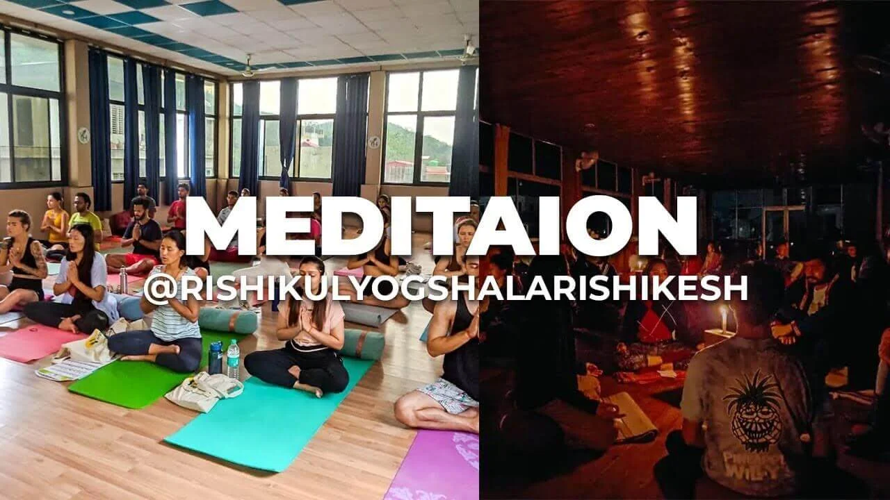 Guided meditation and concentration practice at yoga training