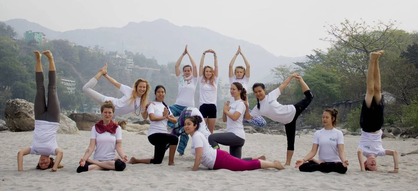 Yoga students together at Rishikul Yogshala Rishikesh